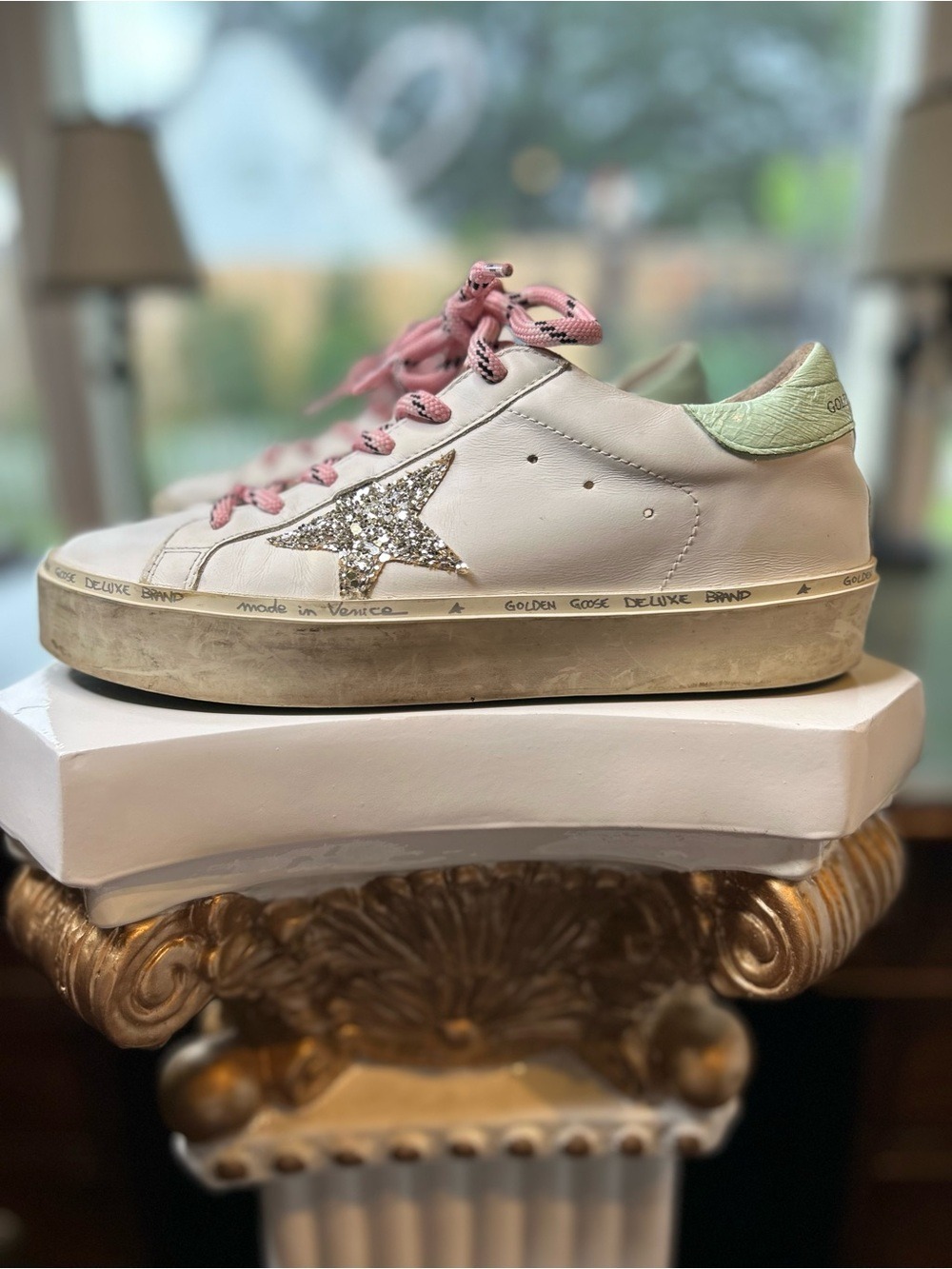 Golden Goose Hi Star Glitter Star Pink Laces Sneaker EU 38 - Picture 10 of 15